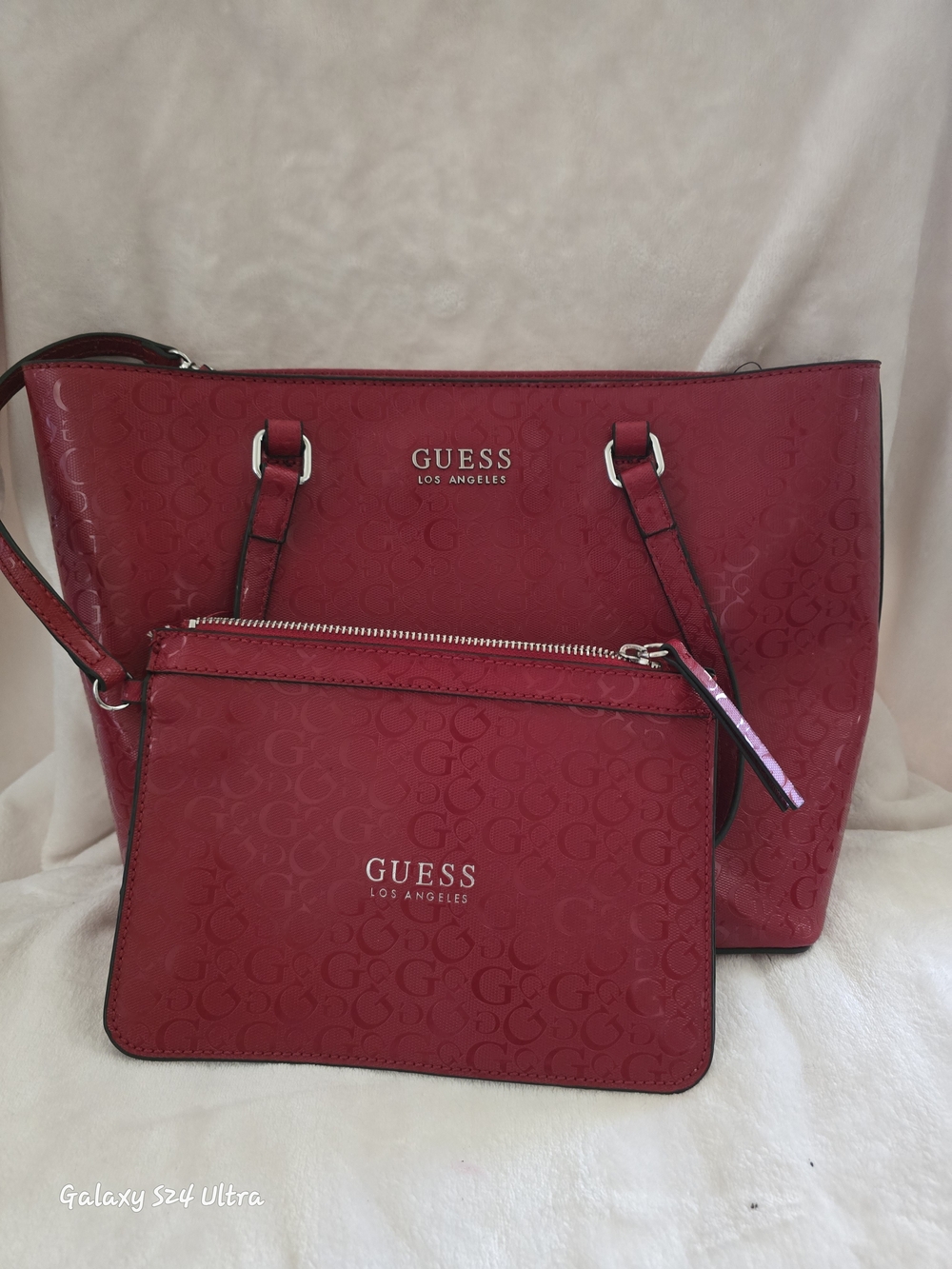 GUESS Red Logo Tote with Matching Wristlet